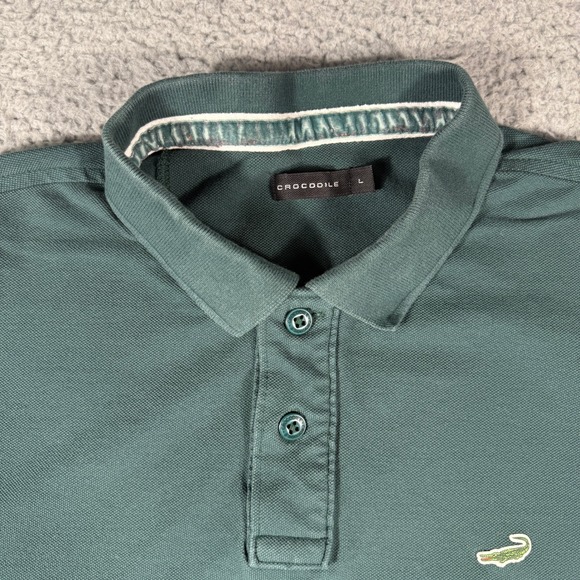 Crocodile Polo Shirt Men's Size Large Slim Fit Green Short Sleeve - Picture 3 of 8